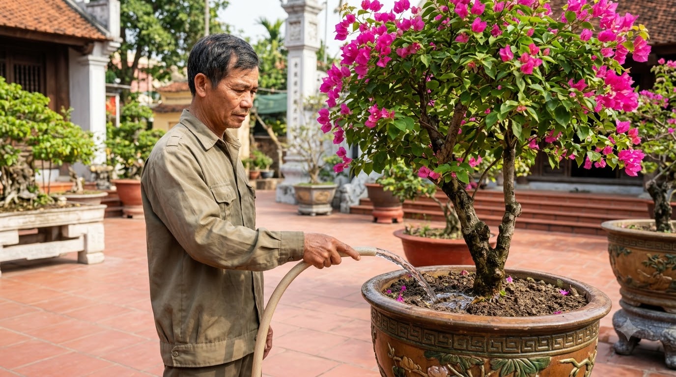 Cách làm cho hoa giấy ra hoa đúng dịp tết dựa trên đặc tính cây trồng