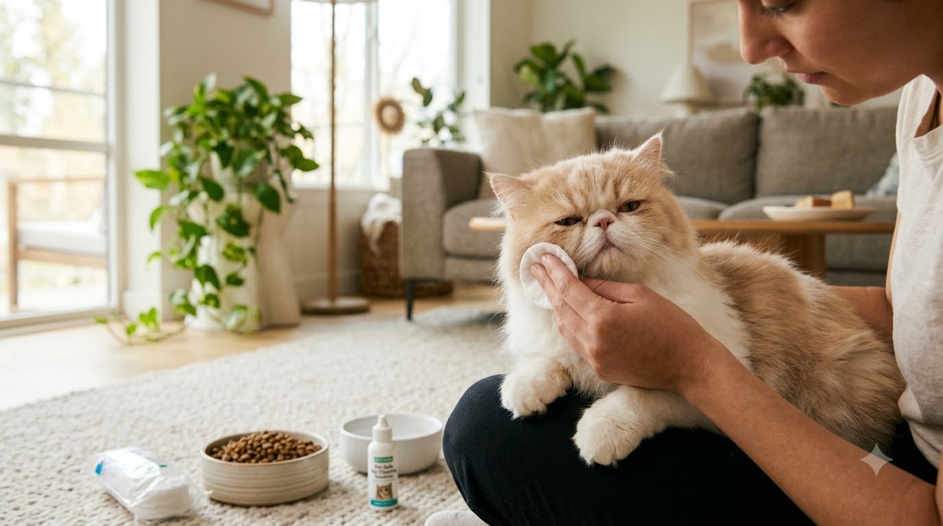 Mèo mặt tịt chăm sóc như thế nào về vấn đề vệ sinh mắt?